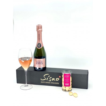 Coffret Champagne Rosé Charles Heidsieck et Amande d'Avola Chocolat Blanc